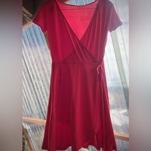 NWOT Vibrant Red Faux Wrap Dress